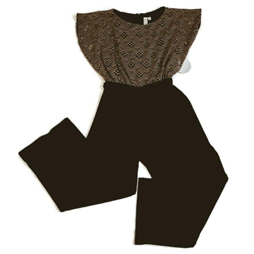 Emma & Michelle Women's Jumpsuit Flutter Sleeves Stretch Belted Pants Medium NWT - Picture 4 of 11